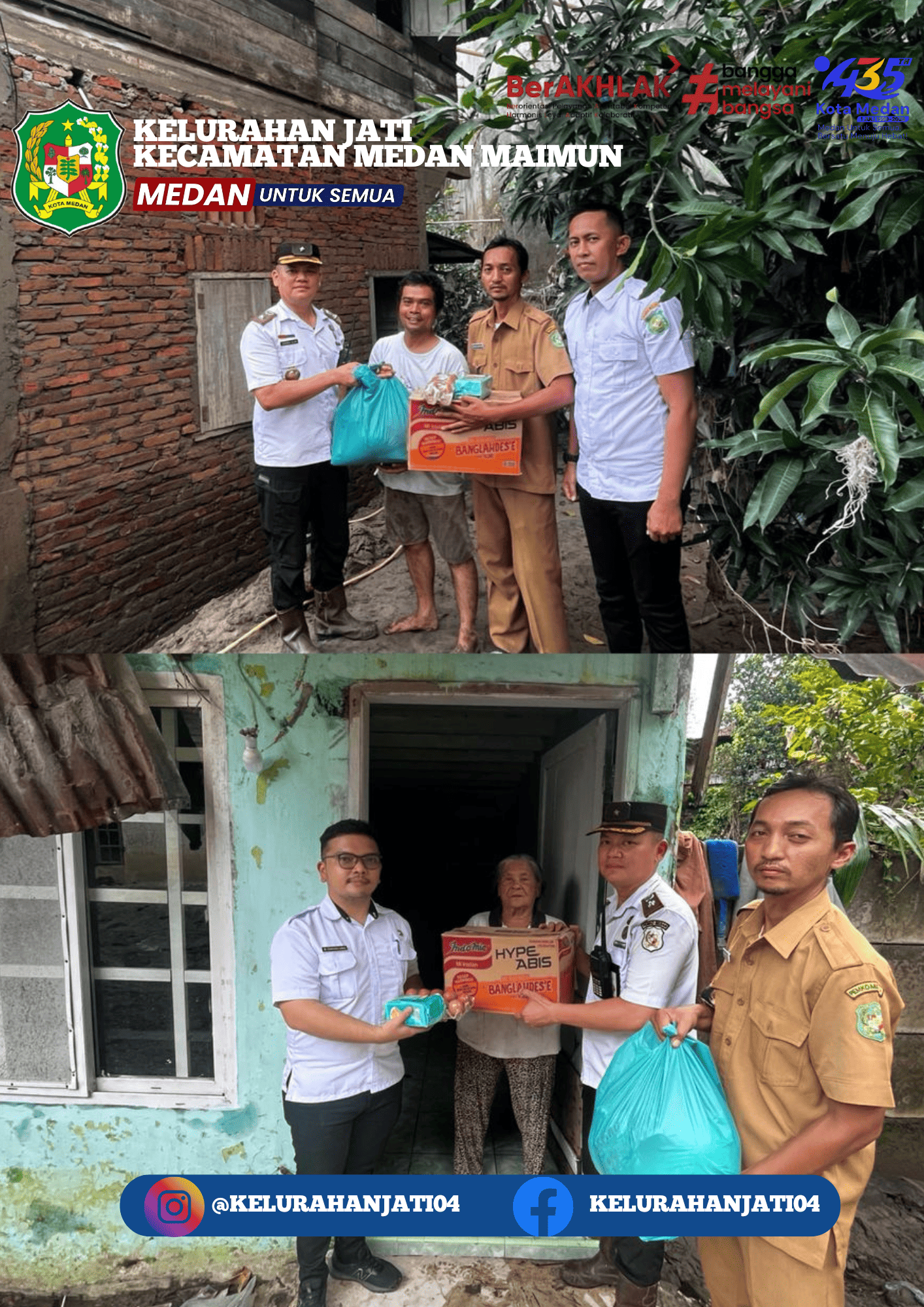 Lurah Jati didampingi Jajaran ASN dan Kepala Lingkungan III & Kepala Lingkungan IV Kelurahan Jati, Kecamatan Medan Maimun, memberikan bantuan untuk Korban Banjir berupa Sembako dan Biskuit di Wilayah Kelurahan Jati, Kecamatan Medan Maimun